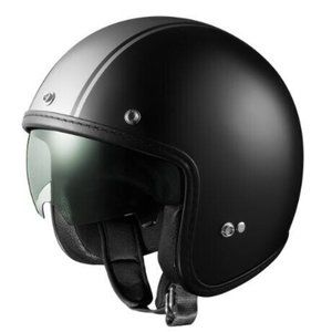 GLX AR15-MBSG-L Helmet with Grey Stripe and Retractable Shield (Matte Black)
